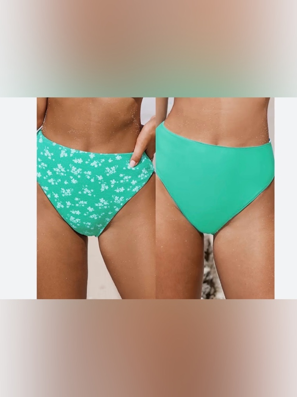 Cupshe • NWT Green reversible Floral Women's Bikini Bottom